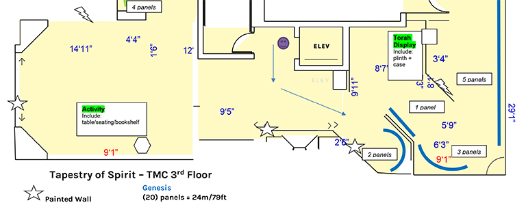 Curator's plan of layout and didactic elements (detail).